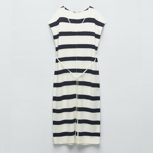 Zara Striped Knit Midi Dress Size Medium